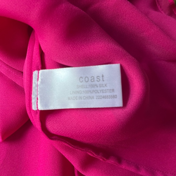 Coast Hot Pink Chiffon Bridesmaid Dress – Ruched Bodice, Size 10 UK - Picture 6 of 10